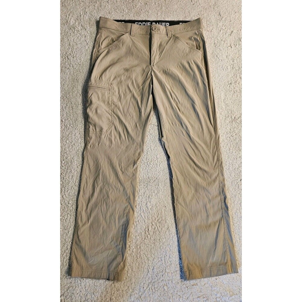 Eddie Bauer Mens 36x32  Horizon Guide Cargo Hiking Pants Tan Khaki Stretch1691